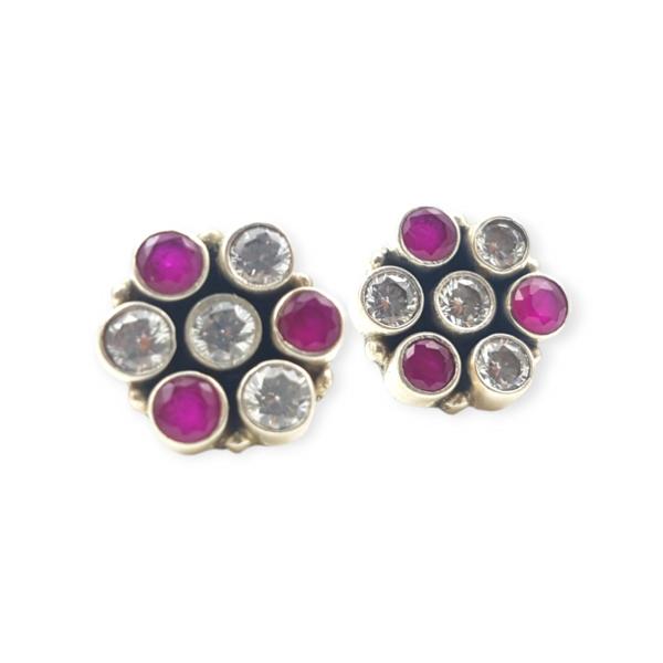 Elegant 925 Sterling Silver Tops for Ladies with Beautiful Pink and White Stone